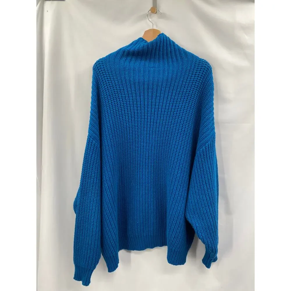 Free People L royal blue swim too deep sweater